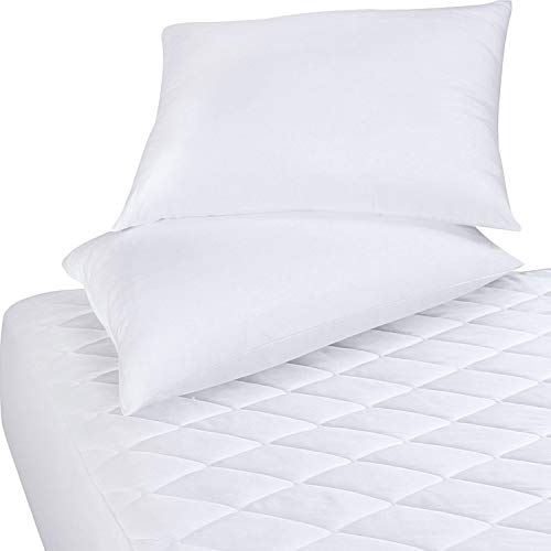 Utopia Bedding Quilted Fitted Mattress Pad (Twin) - Mattress Cover Stretches up to 16 Inch
