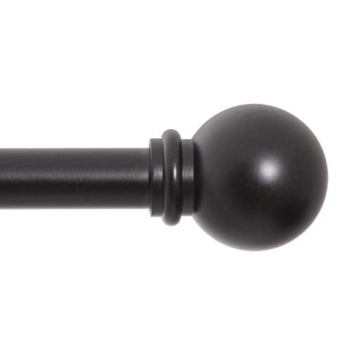 Kenney Chelsea 5/8" Standard Decorative Window Curtain Rod, 28-48", Black