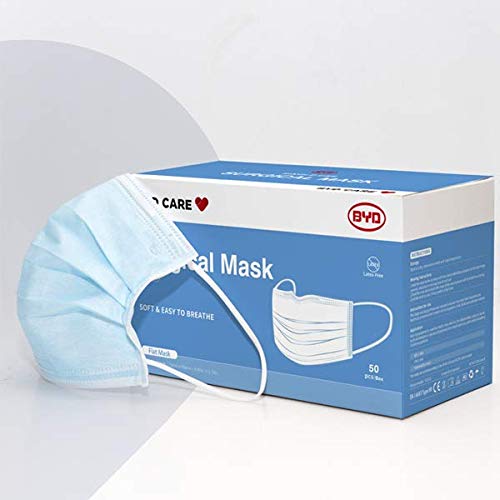 3-Ply Disposable Face Mask, One Size, Box of 50