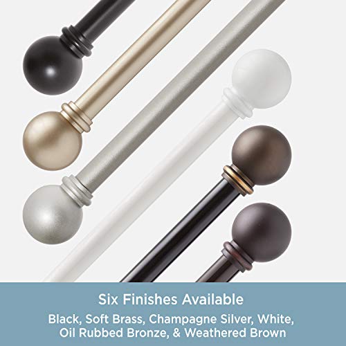 Kenney Chelsea 5/8" Standard Decorative Window Curtain Rod, 28-48", Black