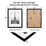 upsimples 9x12 Picture Frame Set of 5,Display Pictures 6x8 with Mat or 9x12 Without Mat