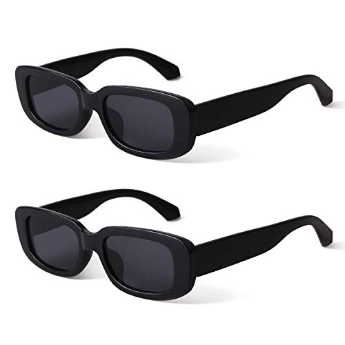BUTABY Rectangle Sunglasses for Women Retro Driving Glasses 90’s Vintage Fashion