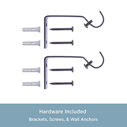 Kenney Chelsea 5/8" Standard Decorative Window Curtain Rod, 28-48", Black