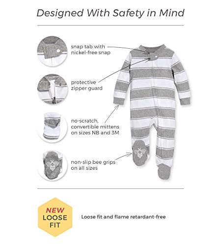 Burt's Bees Baby Unisex Baby Sleep & Play, Organic One-Piece Romper-Jumpsuit PJ, Zip