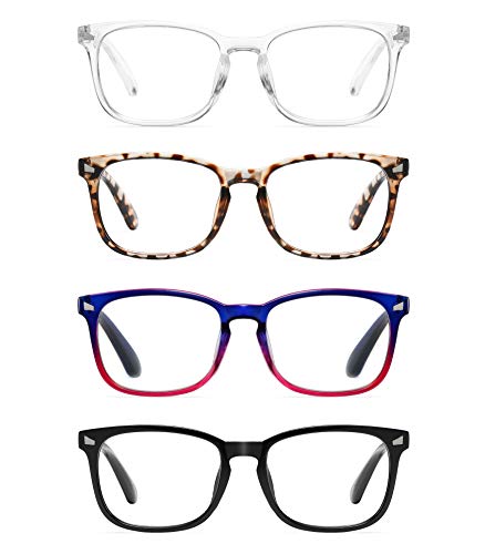 CCVOO 4 Pack Blue Light Blocking Reading Glasses, Anti Headache/Glare/Eye Strain