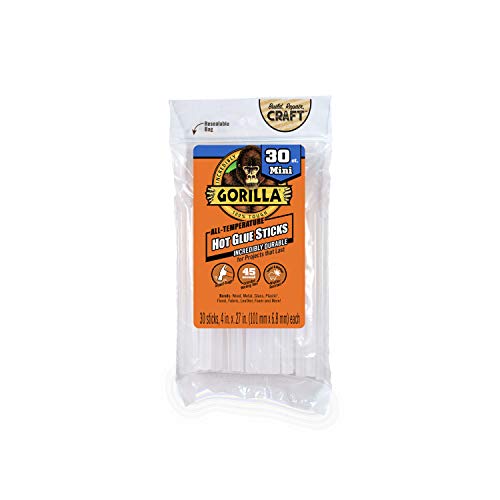 Gorilla Dual Temp Mini Hot Glue Gun Kit with 30 Hot Glue Sticks, (Pack of 1)