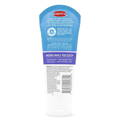O'Keeffe's Healthy Feet Night Treatment Foot Cream, 3.0 Ounce Tube, (Pack of 1)