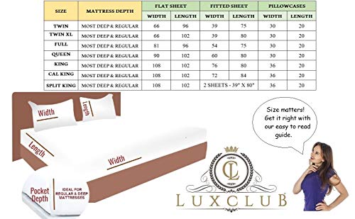 LuxClub 4 PC Sheet Set Bamboo Sheets Deep Pockets 18" Eco Friendly Wrinkle Free