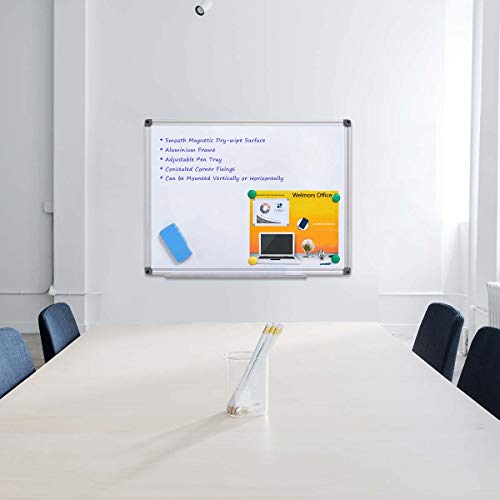Welmors Office Magnetic White Board, Small Dry Erase Board 12'' x 16'', Aluminium