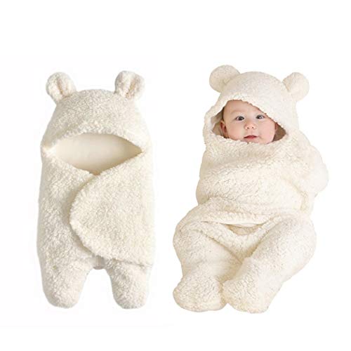 Baby Swaddle Blanket Boys Girls Cute Cotton Plush Receiving Blanket Newborn Sleeping