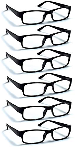 6 Pack Reading Glasses by BOOST EYEWEAR, Traditional Black Frames