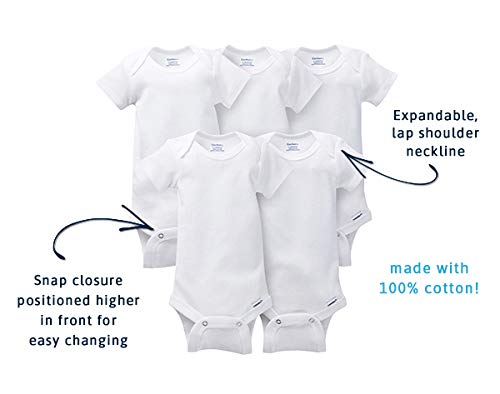 Gerber Baby 8-Pack Short Sleeve Onesies Bodysuits, Solid White, Preemie