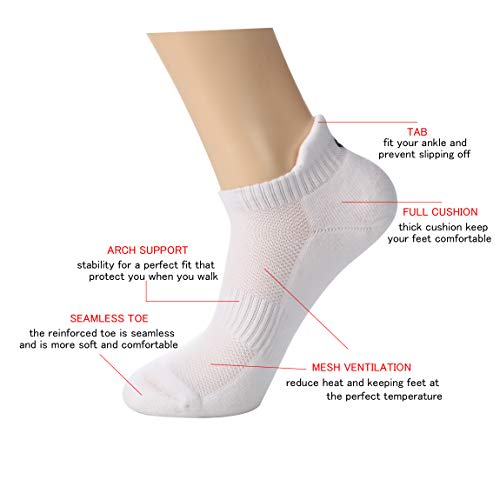 CelerSport Cushion No Show Tab Athletic Running Socks for Men and Women (6 Pairs),Small, Black