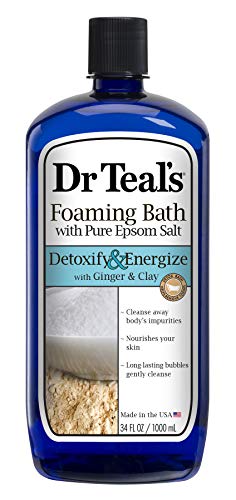 Dr Teal's Foaming Bath with Pure Epsom Salt, Detoxify & Energize with Ginger & Clay