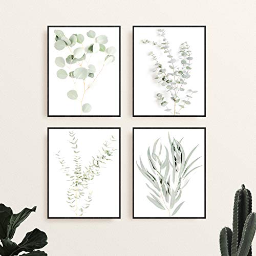 Botanical Plant Wall Art Prints - Set of 4 Plant Wall Decor Pictures Minimalist Wall Art