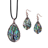 Tree of Life Hand Wrapped Sea Abalone Shell Earrings for Women
