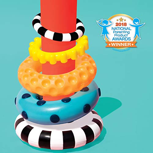 Sassy Stacks of Circles Stacking Ring STEM Learning Toy, 9 Piece Set, Age 6+ Months