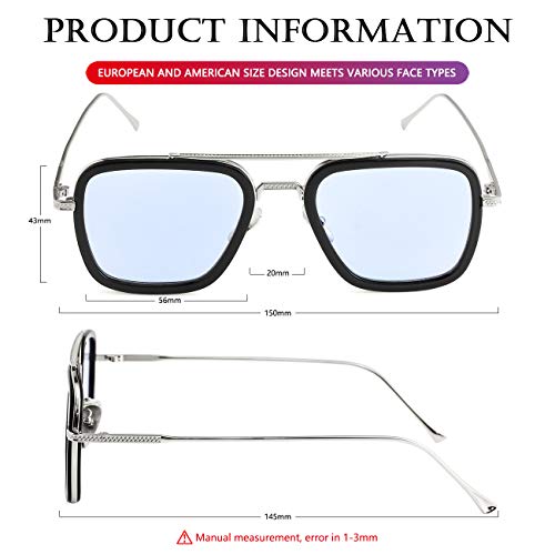 Tony Stark Sunglasses Vintage Square Metal Frame Eyeglasses for Men Women