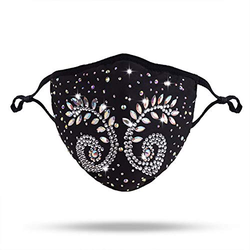 Masquerade Mask Ball for Women - Gold Metal Rhinestone Grystal Face Chain Mask