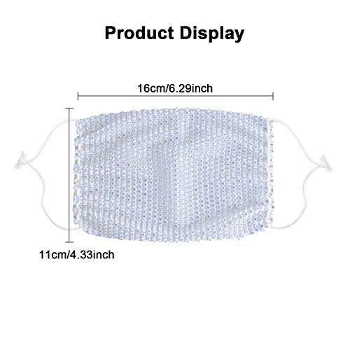 Sparkly Rhinestone Mesh Face Mask for Women Crystal Masquerade Face Masks