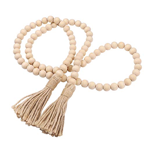 LIOOBO Wood Bead Garland Farmhouse Rustic Country Beads Holiday Decoration Wall