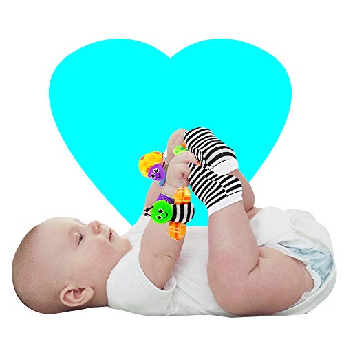 Blige SMTF Cute Animal Soft Baby Socks Toys Wrist Rattles and Foot Finders