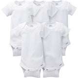 Gerber Baby 5-Pack Solid Onesies Bodysuits, White, 0-3 Months