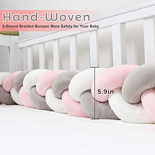 EIH Crib Bed Bumper,Soft Knotted Sides Protector Infant Cot Rails Newborn Gift