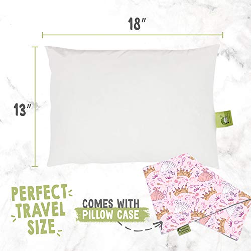 Toddler Pillow with Pillowcase - 13X18 Soft Organic Cotton Baby Pillows for Sleeping