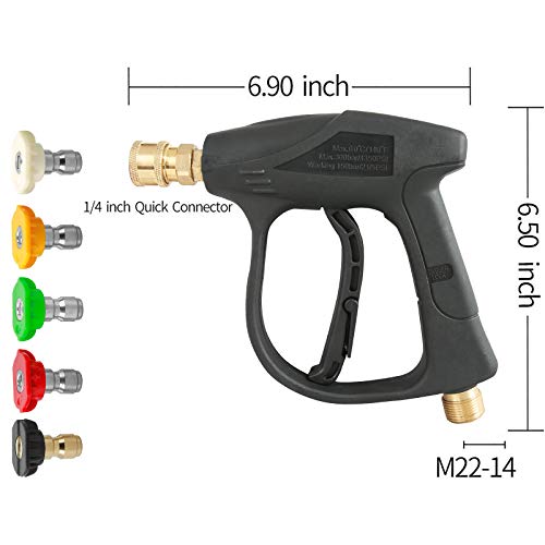 Sooprinse High Pressure Washer Gun,3000 PSI Max with 5 Color Quick Connect Nozzles