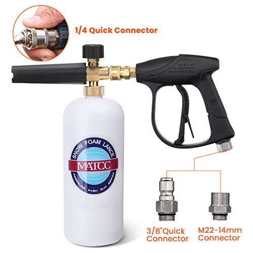 MATCC Foam Cannon Wash Gun Kit Pressure Washer Gun with 5 Nozzle Tips Snow Foam