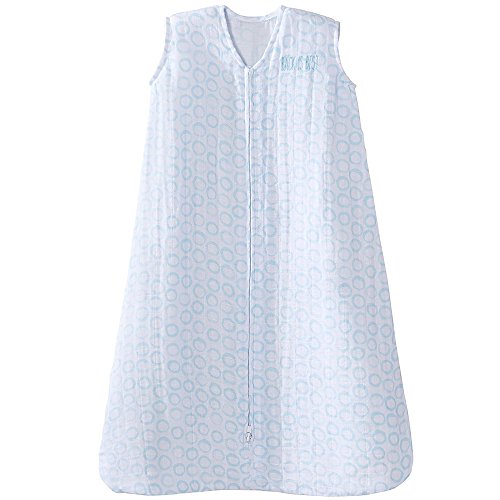 HALO 100% Cotton Muslin Sleepsack Wearable Blanket, Circles Turquoise, Large