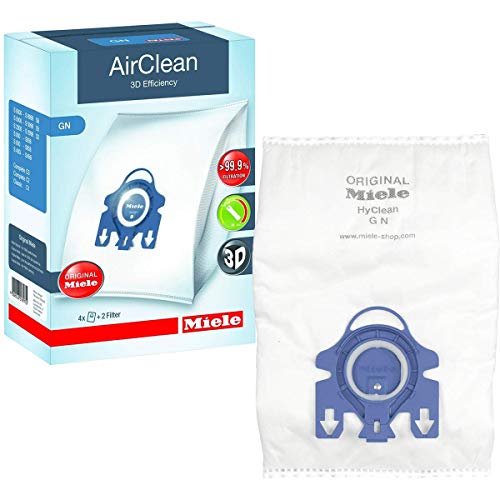 Miele 10123210 AirClean 3D Efficiency Dust Bag, Type GN, 4 Bags & 2 Filters