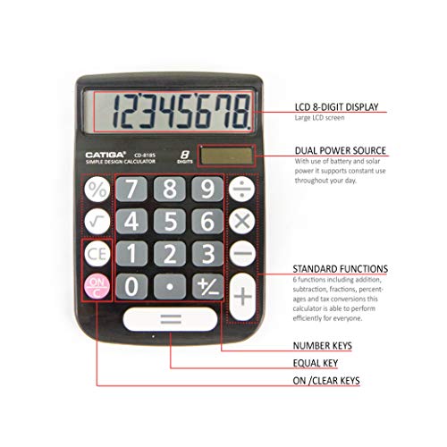 CATIGA CD-8185 Office and Home Style Calculator - 8-Digit LCD Display