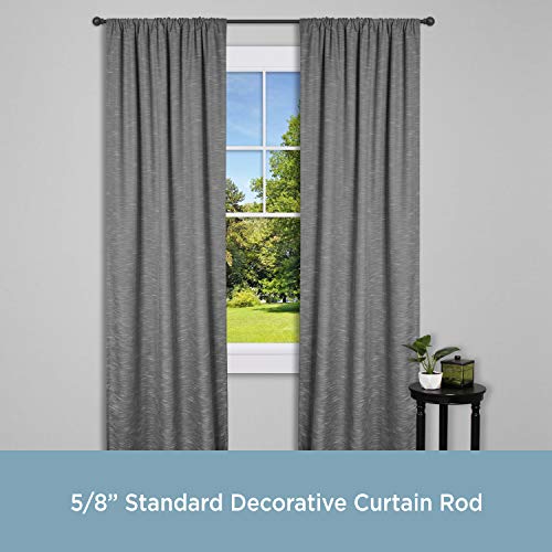 Kenney Chelsea 5/8" Standard Decorative Window Curtain Rod, 28-48", Black