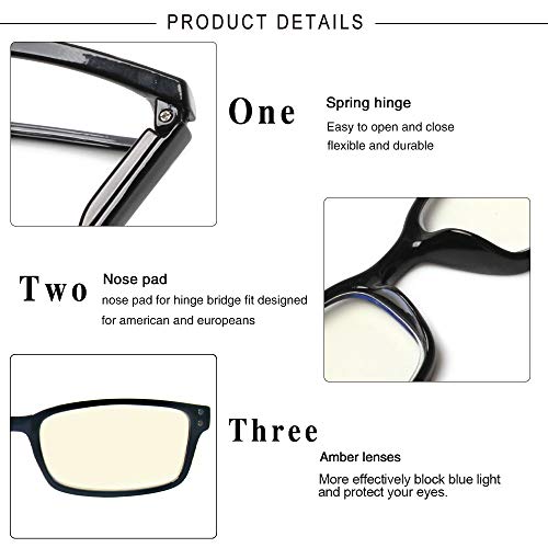 Computer Glasses 2 Pair UV Protection, Anti Blue Rays, Anti Glare and Scratch Resistant