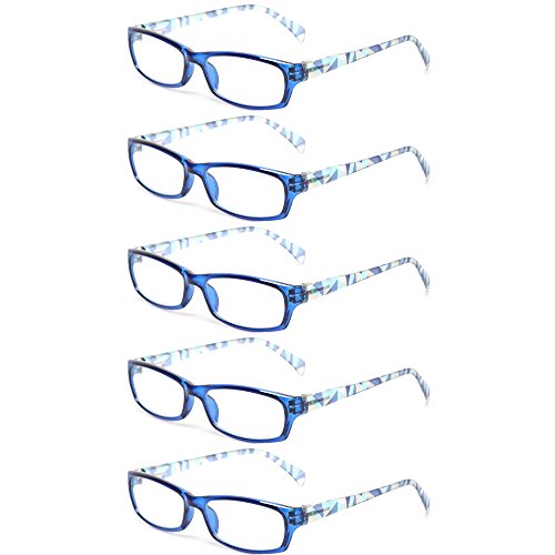 Reading Glasses 5 Pairs Fashion Ladies Readers Spring Hinge with Pattern Print