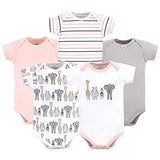 Hudson Baby Unisex Cotton Bodysuits, Pink Safari, Preemie