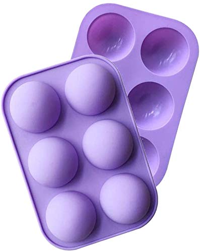New 2 Pack 6-Cavity Semi Sphere Silicone Mold, Baking Mold for Making Hot Chocolate Bomb, Cake, Jelly, Dome Mousse