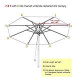 MASTERCANOPY 7.5ft Patio Umbrella Replacement Canopy Market Table Umbrella