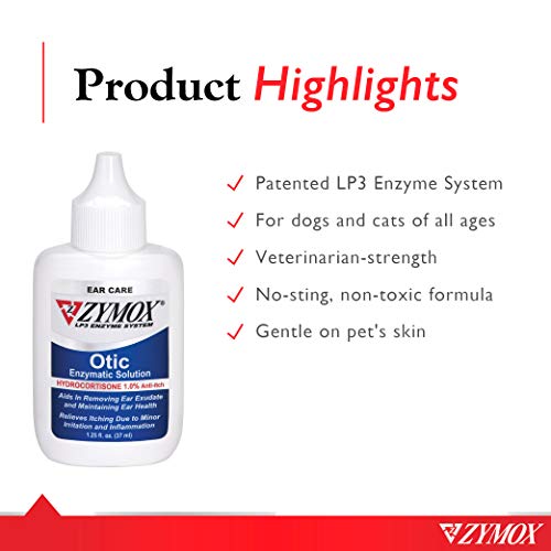 Zymox Ear Solution the Only No Pre-Clean Once-a-Day Dog and Cat Ear Solution