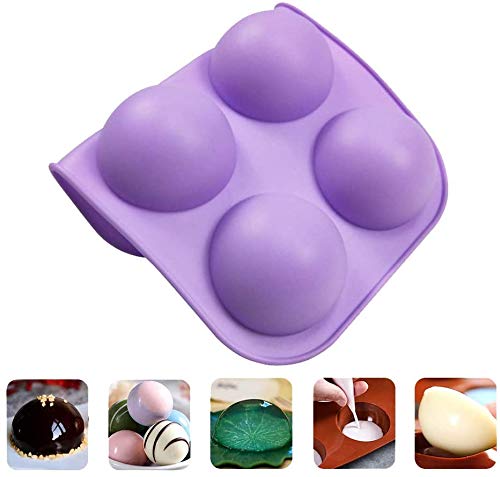 New 2 Pack 6-Cavity Semi Sphere Silicone Mold, Baking Mold for Making Hot Chocolate Bomb, Cake, Jelly, Dome Mousse