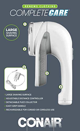 Conair Rechargeable Fabric Defuzzer/Shaver, White