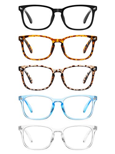 CCVOO 5 Pack Blue Light Blocking Reading Glasses, Filter UV Ray/Glare Fashion