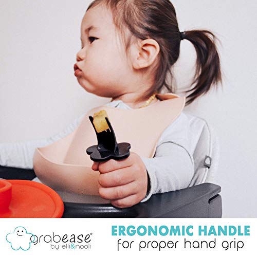 GRABEASE First Self Feed Baby Utensils with a Togo Pouch - Anti-Choke, BPA-Free