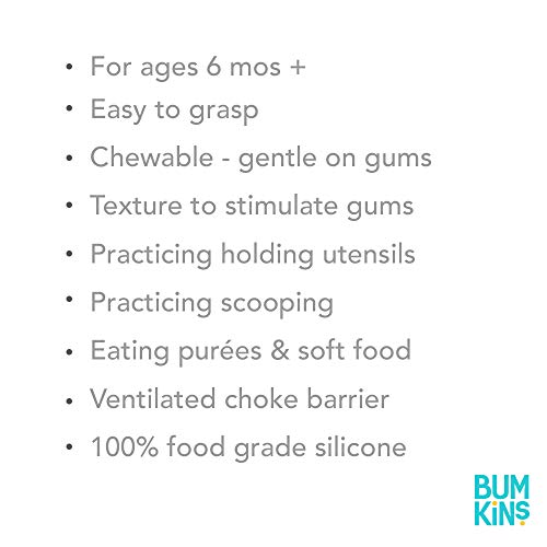 Bumkins Utensils, Silicone Chewtensils, Baby Fork and Spoon Set, Training Utensils