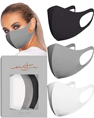 Second Skin in Grayscale Face Mask by VIRTUE CODE Fabric Face Masks