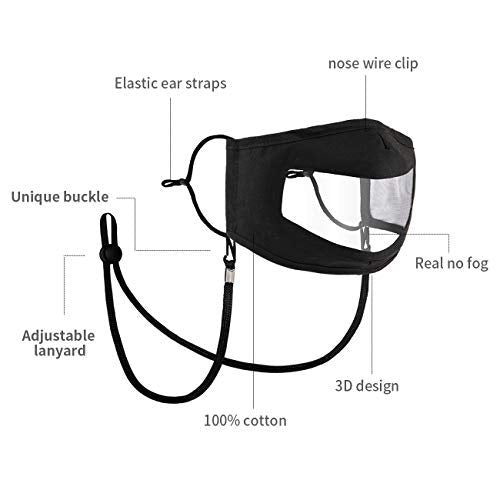 Gomust No Fog Clear Face Mask-Reusable Adjustable Nose Wire Washable Transparent