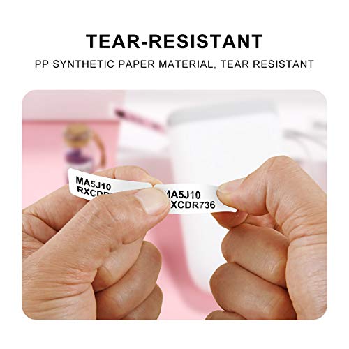 Label Maker Tape NIIMBOT D11 0.5"4.3" Adapted Label Print Paper Standard Laminated Office Labeling Tape Replacement for D11 Handheld Label Machine Waterproof Tear Proof 1 Roll 65 Pcs (Cable)