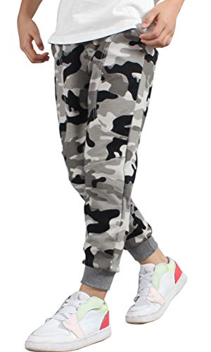 BINPAW Boys Cotton Camo Printed Drawstring Jogger Sweatpants with Pockets, Camo